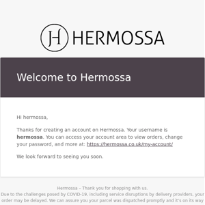 Your Hermossa account has been created!