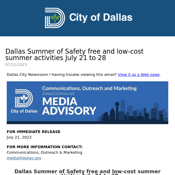 City of Dallas Daily Digest Bulletin