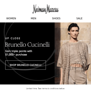 Shop Brunello Cucinelli & get triple InCircle points!