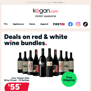 Top rated red wine bundles 🍷 10 bottles for $55 PLUS free shipping - That's only $5.50/bottle!