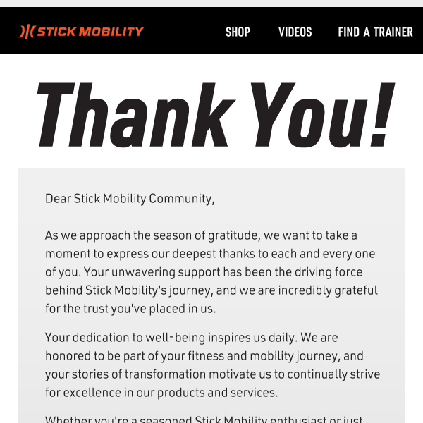 Happy Thanksgiving from Stick Mobility