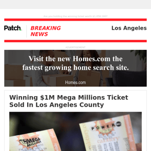 ALERT: Winning $1M Mega Millions Ticket Sold In Los Angeles County – Wed 11:03:37AM