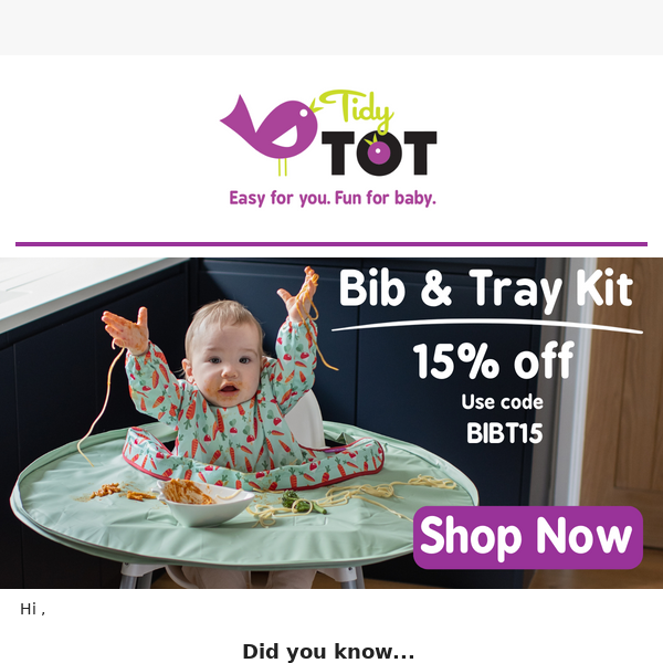 Tidy Tot Tidy Tot Bib & Tray Kit - Dove Grey 2024, Buy Tidy Tot Online