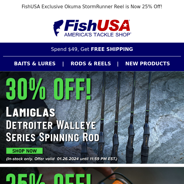 Take 30% Off the Lamiglas Detroiter Walleye Series Spinning Rod!