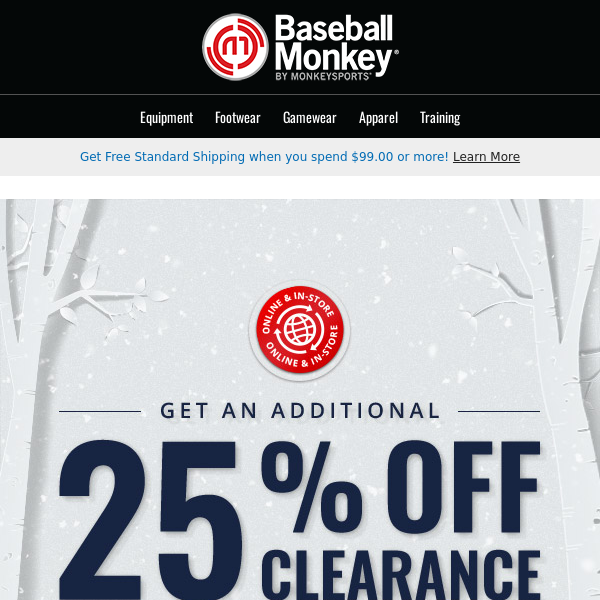 ⚾ 25% Off BaseballMonkey's Holiday Clearance 