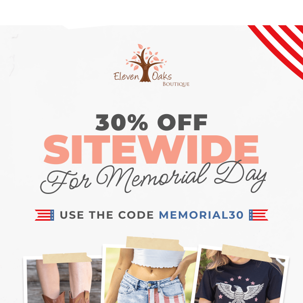 30% off for Memorial Day!