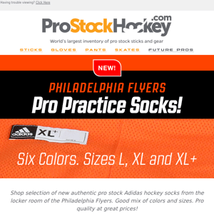 Flyers Hockey Socks by Adidas — Six Color Options!