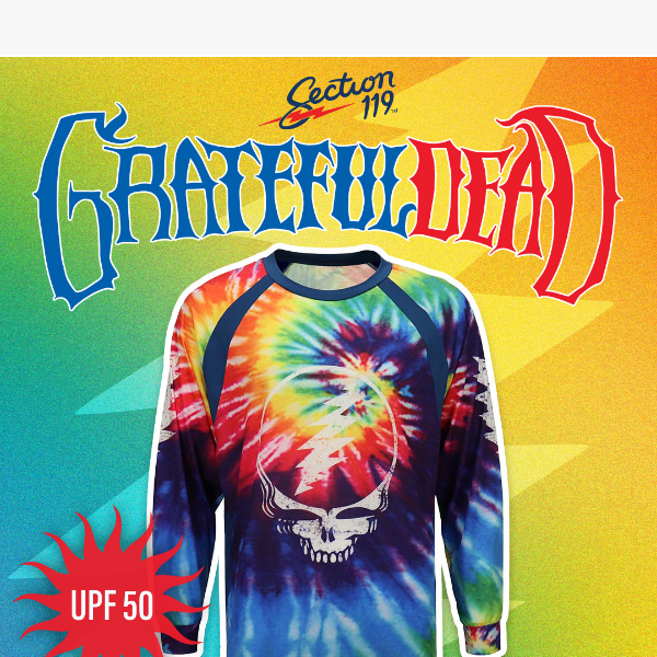 Grateful Dead Tie Dye UPF 50 Loose Swim Shirt 🏊