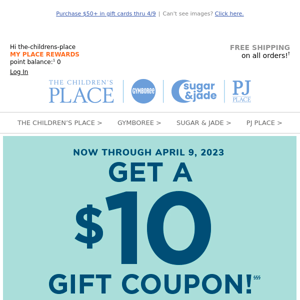 A $10 Gift Coupon FOR YOU!