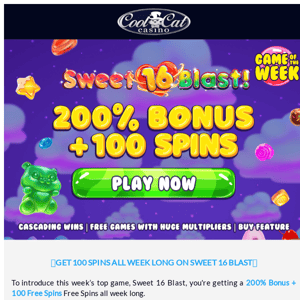 🍬Get 100 Spins all week long on Sweet 16 Blast🍬