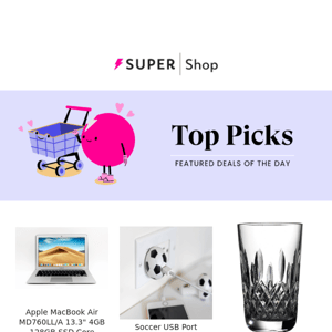 🛍️ Monday's Top Picks: $231.99 MacBook Air | $12.99 Soccer USB Port Chargers | $84.99 Waterford Tumbler & More