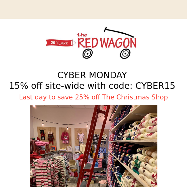 15% off site-wide TODAY ONLY!