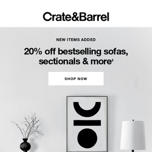 THIS WKND ONLY | 20% OFF top-selling furniture →