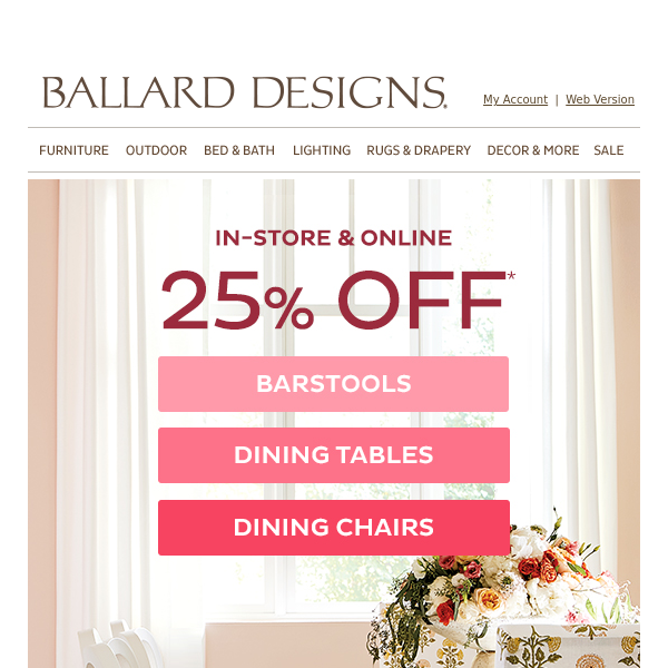 25% off dining tables & chairs