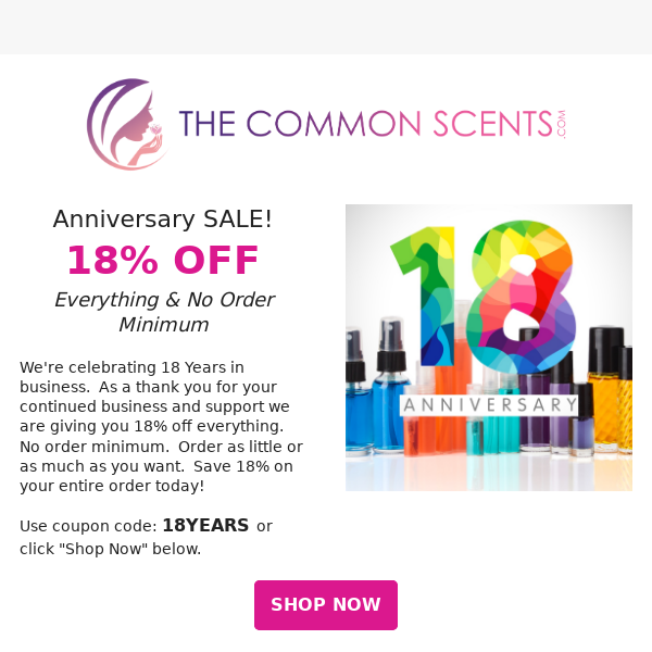 Celebrate 18 Years of Scents at The Common Scents! 🎉