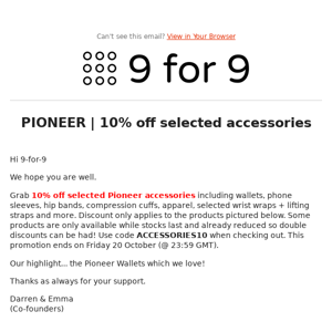 Pioneer Belts | 10% off selected accessories!