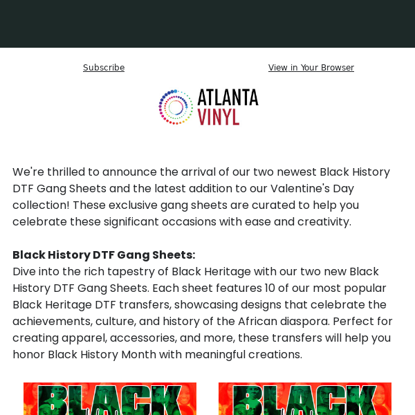 New Arrivals: Celebrate with Our Latest Black History & Valentine's DTF Gang Sheets!