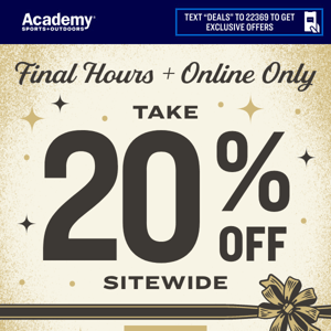 🚨FINAL HOURS: Take 20% Off Sitewide 🚨