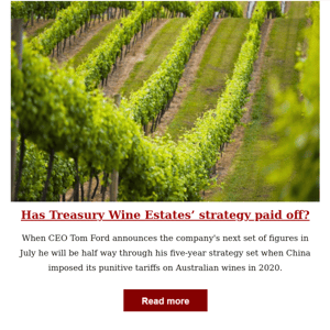 City update: Has Treasury Wine Estates strategy paid off?