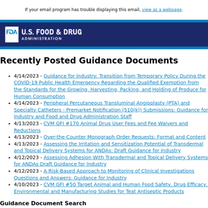 Recently Posted Guidance Documents