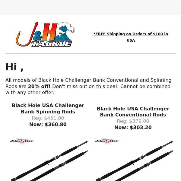 🚨20% off Black Hole Challenger Conventional or Spinning Rods