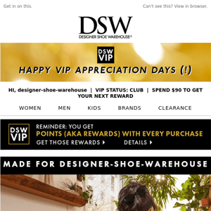 Exclusive offer for Designer Shoe Warehouse. From us.