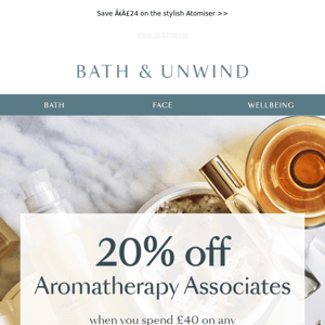 20% off all Aromatherapy Associates this weekend