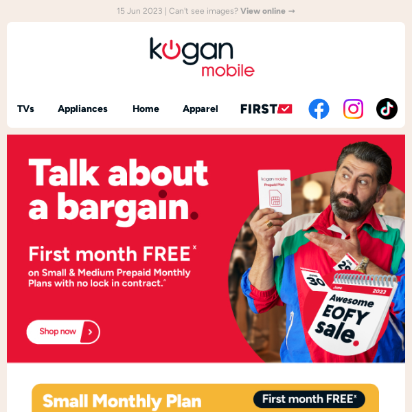 FREE first month on our 10GB and 40GB Monthly Plans