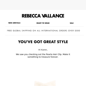 Rebecca Vallance, your Rebecca Vallance Pearla Hair Clip is waiting