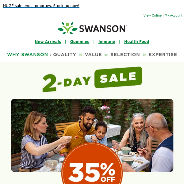 Shop now for 35% off your favorite Swanson® products