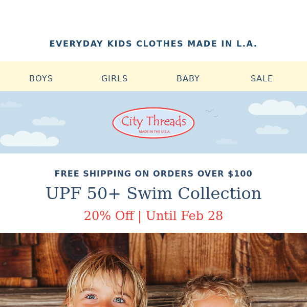 City Threads 👉Protect Your Kids From Sunburn With Our UPF 50+ Swimwear
