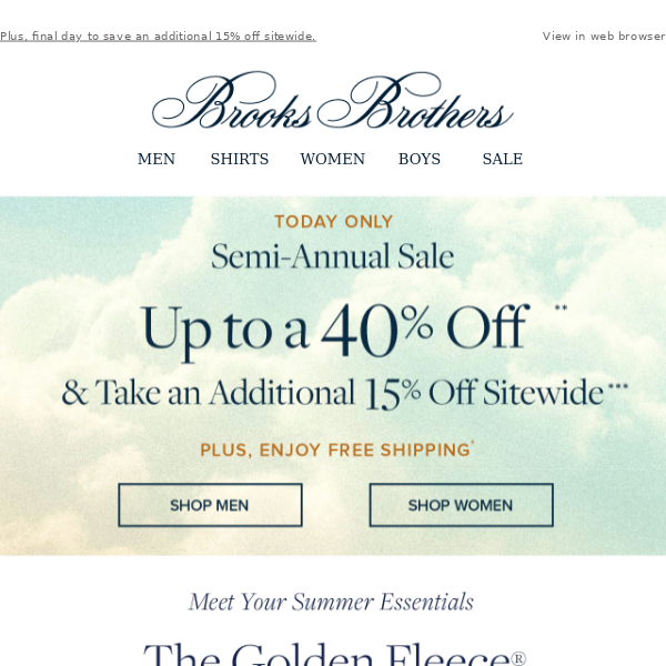 Brooks Brothers Emails, Sales & Deals - Page 1