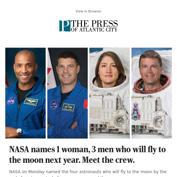 NASA names 1 woman, 3 men who will fly to the moon next year. Meet the crew.