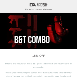 Save 15% on B&T + Suppressor Combos