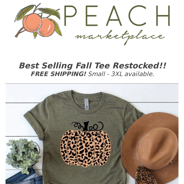 Leopard Pumpkin Fall Tee is Back in Stock! 🧡