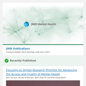 [JMH] Focusing on Digital Research Priorities for Advancing the Access and Quality of Mental Health