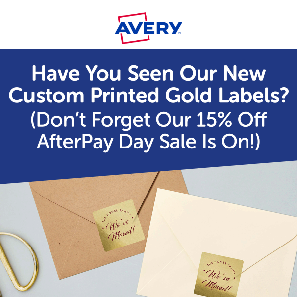 15% Off New Custom Printed Gold Labels & Stickers