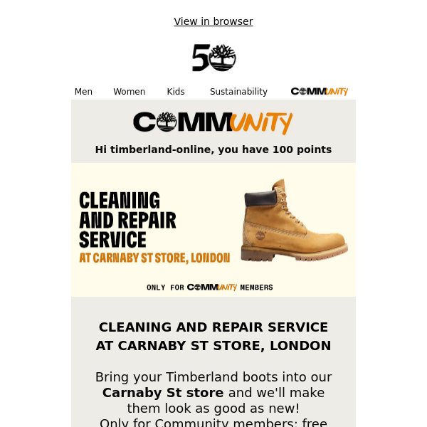 Free boot cleaning and repair service at Carnaby St store - Timberland  Online