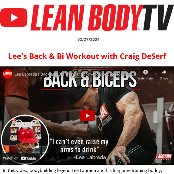 Lee's Back & Back & Bi Workout with Craig DeSerf - Lean Body