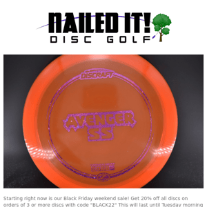 Black Friday starts now at Nailed It! 20% Discs! Details inside!