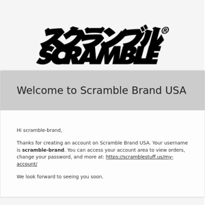 Your Scramble Brand USA account has been created!