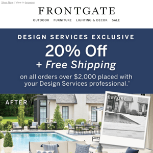 Exclusive Offer: 20% off + FREE shipping on your Design Services order of $2,000+