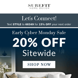 20% OFF Early Cyber Monday Deals Ends Tomorrow.