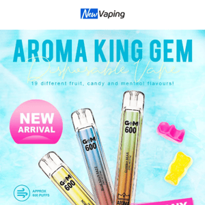 New Arrival: Aroma King Gem, Elux Crystal 600; £2.5 Bar Juice 5000 Nic Salt, £29.99 Voopoo Argus Pro 80W Kit, £19.99 SMOK Scar-18 Mod