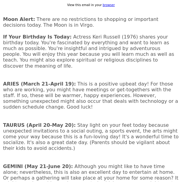 Your horoscope for March 23