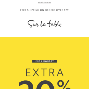 🚨 Extra 20% off Clearance ends Monday.