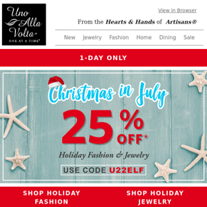 FINAL HOURS: 25% off Christmas Fashion and Jewelry