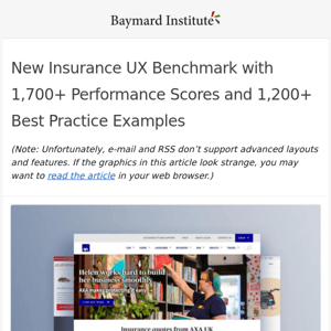 New Insurance UX Benchmark with 1,700+ Performance Scores and 1,200+ Best Practice Examples