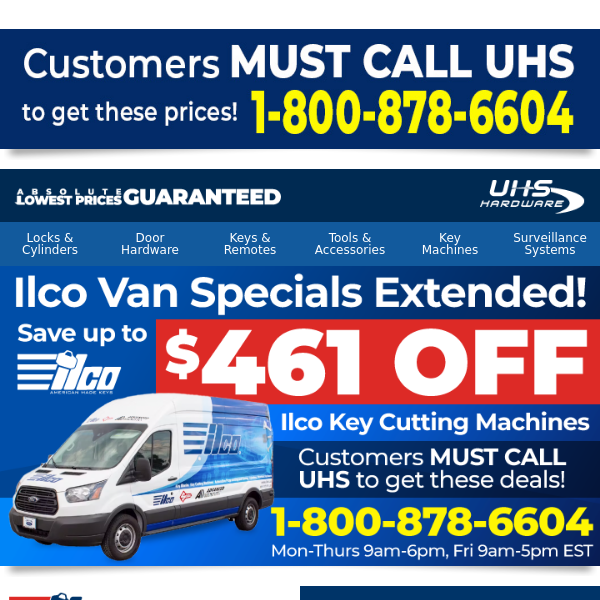 ▶️▶️▶️ Private Sale: Ilco Machines up to $461 Off!