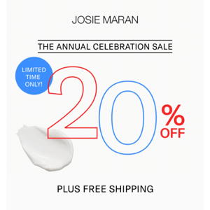 Enjoy 20% + Free Shipping!